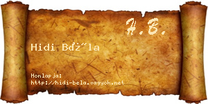 Hidi Béla névjegykártya